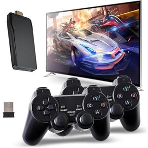 Retro Console, Wireless Retro Game Console, Plug & Play Video TV Game with 24600+ Built-in Games, 4K HD Output, and 2.4GHz Wireless Controller, 9 Classic Emulators Deep Black