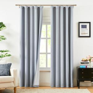 Vision Home Blue Fog Linen Full Blackout Curtains 84 inch Long for Bedroom Living Room Darkening Soundproof Window Panels Thermal Insulated Rod Pocket Back Tab Farmhouse Drapes 56" Wx84 Lx2 Vision Home Blue Fog Linen Full Blackout Curtains 84 inch Long for Bedroom Living Room Darkening Soundproof Window Panels Thermal Insulated Rod Pocket Back Tab Farmhouse Drapes 56" Wx84 Lx2