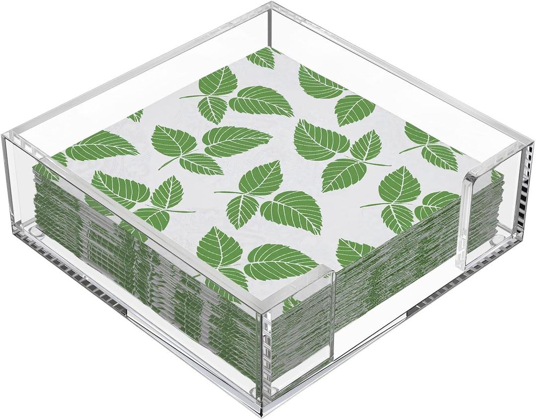 MaxGear Acrylic Cocktail Napkin Holder for Table, Clear Guest Towel Holder, Beverage Buffet Paper Napkin Caddy for Bar, Party, Dinner, Kitchen & Dining Room, Bathroom, 5.5 x 5.5 inches