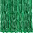 4E's Novelty St Patricks Day Beads Necklace Bulk (Pack of 72) Green Beads - Saint Pattys Gifts, 33 Inch 7mm Party Favor Supply, St Patricks Day Outfit Costume Dress UP Accessories Bulk Parade Throws