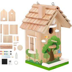 DIY Bird House Kit – Build Your Own Bird House, Natural Cedar Wood Craft Kit for Adults & Kids Ages 8-12, Pre-Drilled Easy Assembly, Eco-Friendly Birdhouse Kit (11.6x6.5x5.5in)