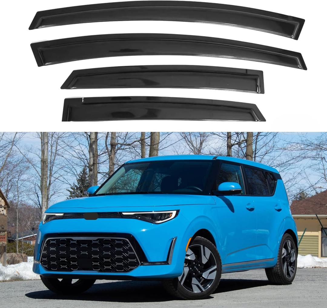 IG Window Visors Fit for 2020-2026 Kia Soul, Out-Channel Rain Guards Vent Wind Deflectors 4PC, Car Accessories for 20-26 Soul