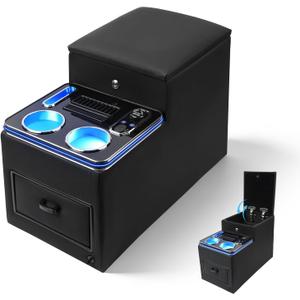 Center Console Between Seats for Minivans, Featuring Cup Holders, Coin Compartment, and Card Slot Center Console for Trucks, Minivans, and SUVs Front Seat Bench Center with Locking (Update)