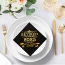 Retirement Party Decoration for Men Women - Retired 2025 ! Happy Retirement Decorations Cocktail Napkins Black 52 Pack,4.9"x 4.9" Folded, Not My Problem Anymore.