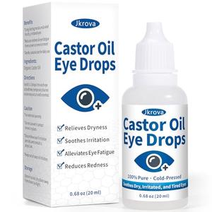 Natural Castor Oil Eye Drops – Deep Hydration & Soothing Relief for Dry, Irritated, Itchy & Tired Eyes | 100% Organic Cold-Pressed Castor Oil – Natural & Safe | 0.68 FL OZ