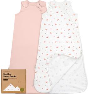2-Pack Organic Baby Sleep Sacks, 100% Cotton - Soft & Breathable 0.5TOG Baby Wearable Blanket, Toddler Sleeping Sack 6-18 months, Easy to Wear Transitional Swaddles for Newborns (Butterflies, M)
