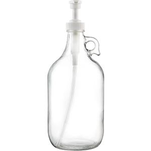 kitchentoolz Half Gallon Glass Liquid Laundry Detergent Dispenser- Large Jug with Pump for Laundry Soap, Fabric Softener, Syrup Pump - 64 oz - Made in USA