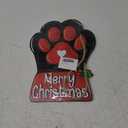 Bolisom Merry Christmas Dog Cat Paw Front Door Sign, Xmas Wood Door Hanger Outdoor Porch Decor, Winter Holiday Wooden Wreath Indoor Wall Hanging Decoration Pet Lover Gifts (Red)