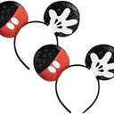 CHuangQi 2pcs Mouse Ears Headbands with Shiny Bow Double-sided Sequins Glitter Hair Accessories for Birthday Party Celebration (XC25-2)
