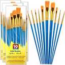 2 x 40Pcs Acrylics Paint Brushes for Kids, Small Paintbrushes Nylon Hair Artists Paint Brush with Handle for Oil Watercolors, Face Nail Arts, Miniature Detailing Painting, Blue