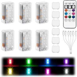 Upgraded 500mAh Wireless LED Strobe Lights with Remote,8-Color Waterproof Rechargeable Emergency Lights with 11 High-Brightness LEDs for Cars (6PCS)