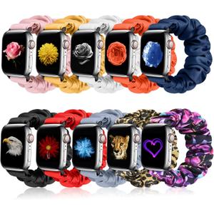 10 Packs Bands Compatible with Apple Watch Band Scrunchie 38mm 40mm 41mm 42mm 44mm 45mm 46mm 49mm Women Straps Wristband for iWatch Series 11 10 9 8 7 6 5 4 3 SE Ultra 3 2 1