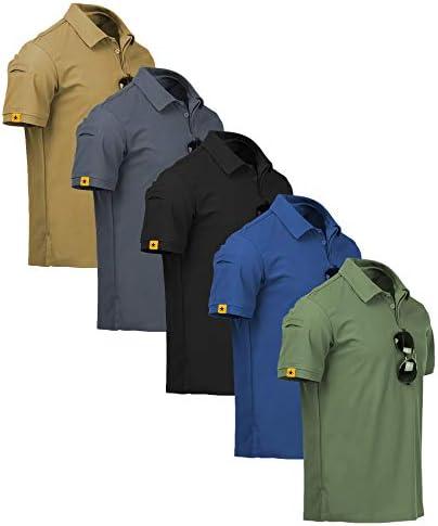 ZITY 5 Pack Mens Polo Shirt Short Sleeve Sports Golf Tennis T-Shirt Moisture-Wicking Summer Shirts, Medium