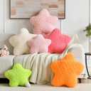 Star Pillow, 19.7" Star Shaped Plush Pillow for Couch Bed Sofa, Cute Decorative Throw Pillows with Soft Faux Fur Room Decor for Bedroom Living Room (Beige)