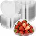 Tanlade 50 Pack Heart Clear Plastic Bowls Disposable Large Plastic Party Bowls 7" x 7" x 1.18" Valentine's Day Heart Shaped Tray for Dessert, Ice Cream, Fruit, Salad, Snack and More Cold Food