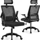 High Back Mesh Office Chair Small Desk Chairs with Flip-up Armrests,Black, Oversized
