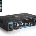 Stereo Amplifier AK35 Bluetooth 5.0 Receiver Home Audio 100Wx2 Dual Channel Speaker Amplifier with FM Radio, USB, SD Card Input for Home Theater Audio Stereo System with Remote Control