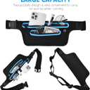 AIRSPO Running Belt, Waist Pack Fanny Packs for Women & Men with 2 Zipper Pockets Cross Body Bag Money Belt Phone Holder for Running Cycling Hiking
