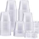 GUSTO [5.5 oz. - 200 Count Clear Disposable Plastic Portion Cups with Lids - Souffl Cups, Jello Shot Cups With Lids, Clear Plastic Containers Perfect for salad Dressing and More