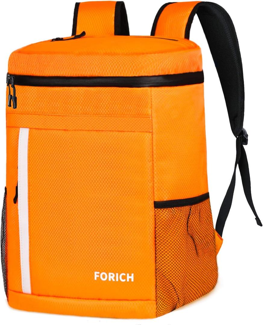 FORICH Soft Cooler Backpack Insulated Waterproof Backpack Cooler Bag Leak Proof Portable Small Cooler Backpacks to Work Lunch Travel Beach Camping Hiking Picnic Fishing Beer for Men Women (Y - Orange)