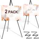 Easel Stand for Display Wedding Sign - 63" Foldable Easel Portable Artist Floor Easel - Easy Folding Telescopic Adjustable Art Poster Metal Stand (2 Pack)
