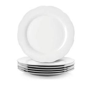Y YHY Ceramic Dinner Plates, 10.6 Inch Porcelain Scalloped Plates, Off-White Serving Dishes Set of 6 for Home Kitchen, Microwave & Dishwasher Safe, Dinnerware Dishes Gift for Thanksgiving Christmas