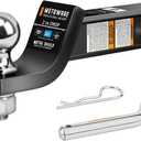 METOWARE Trailer Hitch Ball Mount, 2" Drop Hitch with 2" Ball, 6,000 lbs GTW Fits 2" Receiver for Truck SUV Boat RV, Solid Steel Towing Kit with Hitch Pin & Clip, Black