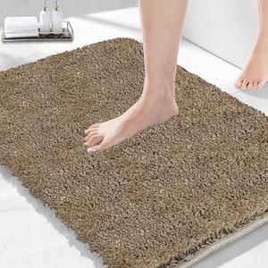 Brown Bathroom Rugs 45.6"x29.9"Extra Soft Absorbent Thick Shaggy Bath Rugs, Non Slip Quick Dry Bath Mat, Machine Washable Bath Rugs for Bathroom, Microfiber Rugs for Shower Bathtubs