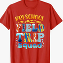 Preschool Aquarium Field Trip Squad Preschool Field Day T-Shirt (Small, Black)
