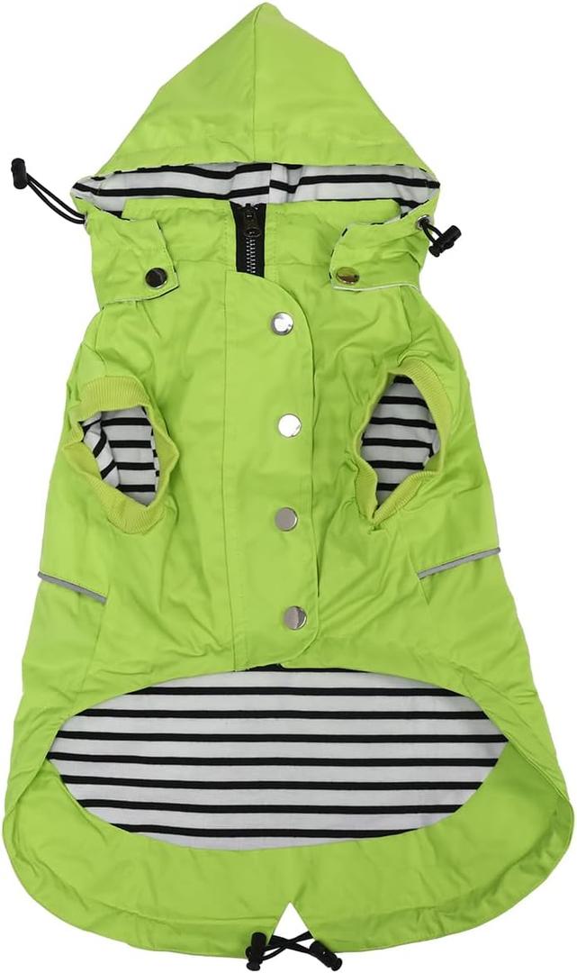 Dog Raincoat Waterproof Raincoats Dog rain Jacket Buttons Zipper Hood Drawstring Suitable for Small Medium Yorkie Terrier Schnauzer Poodle Border Collie Labrador 8lbs to 80lbs Green XL