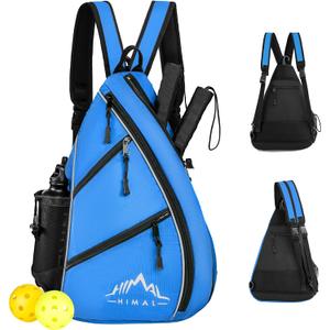 Himal Pickleball Bag-Adjustable Pickleball, Tennis, Racketball Sling Bag-Pickleball Backpack with Water Bottle Holder for Men and Women, Blue