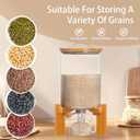 Rice Dispenser, Rice Storage Container, Flour and Cereal Container for Kitchen Organization and Pantry Store, Glass Cereal dispenser with Airtight Lid and Wooden Stand 8L