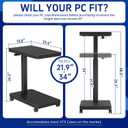 Height Adjustable Computer Tower Stand, 2-Tier CPU Holder Cart Under Desk, PC Floor Stand for Office Gamingblack