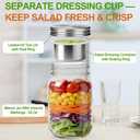 Palksky 32oz Salad Jars with Dressing Cup, 2 Pack Glass Salad Pod Mason Jar, Leak-Proof Stainless Steel Lid, On-the-Go Fresh Food Jar for Lunch & Weekly Prep