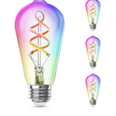 Feit Electric Smart ST21 Light Bulb, 60W Eq, Dimmable, Spiral Filament Edison Style. WiFi Enabled, Works with Alexa/Google Home, Millions of Colors, 15,000-Hr. Lifetime, ST2160RGBWFILAG/RP/3, 2 Pack