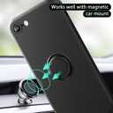 Designed Samsung Galaxy S22 5G Case, Silicone with 360Ring Kickstand Holder Lanyard Soft Silk Microfiber Cloth Fully Cover Women Men Protective Shell -7(Black, S22)