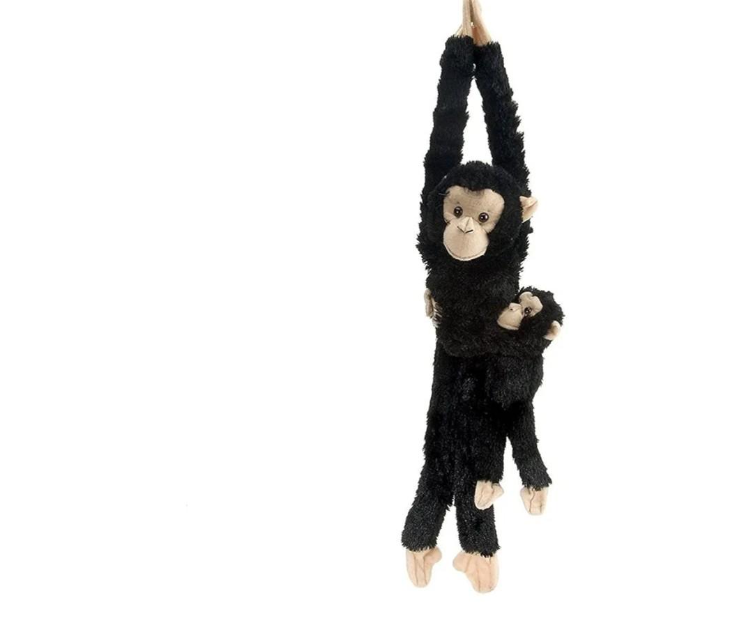 Wild Republic Chimpanzee w/baby plush, Monkey Stuffed Animal, Plush Toy, Gifts for Kids, Hanging 20 Inches