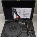 Vinyl Record Player 3-Speed Bluetooth Suitcase Portable Belt-Driven Record Player with Built-in Speakers RCA Line Out AUX in Headphone Jack Vintage Turntable (black)