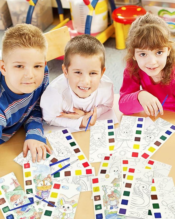 Animal Watercolor Painting Bookmarks for Kids – Mess Free Watercolor Art Craft Kit with 20 Brushes – Party Favors, Classroom Rewards, DIY Bookmarks Gift for Boys & Girls Ages 3–8