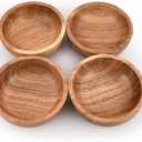Soup Bowl Acacia Wood Set of 4 For Soups and Pastas, Oven, Wood Bowl Hand- Carved (4" X 4" X 1.5")
