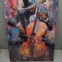 CXHOSTENT Black Jazz Canvas Wall Art Abstract Black Music Painting Prints African American Picture Musical Instruments Artwork for Men Room Decor Framed (Black, 16.00" x 24.00")