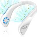 Kakashi 6000mAh Portable Neck Fan Rechargeable, Bladeless Operated Wearable Personal Fan with 3 Speeds, 360Cooling Leafless Hanging Neck Fan Blow Cold Air for Travel Outdoor (White)