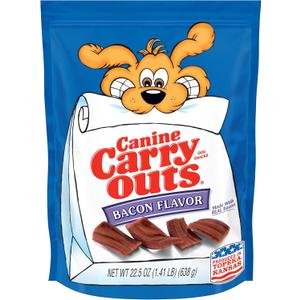 Canine Carry Outs Dog Treats, Bacon Flavor, 22.5 Ounce (Pack of 4), Made with Real Bacon Bb 06/30/2027