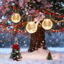 SOLPEX Hanging Solar Lights Outdoor, 8 Pack Decorative Cracked Glass Ball Light, Solar Powered Waterproof Globe Lighting, Hanging Globe Solar Lights for Garden, Yard, Patio, Lawn, Flower Bed (Warm White)