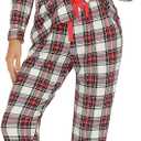 Anjue Button Up Pajamas for Women Long Sleeve Shirt and Pajama Pants Lounge Sets S-XXL (Red, M)
