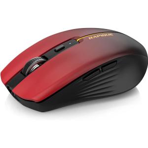 RAPIQUE Bluetooth Wireless Mouse - (BT1/BT2+USB) Tri-Mode High Performance, Rechargeable, Multi-Device Compatible with PC/Laptop/Computer/MacBook/iPad Air Pro (Red Gradient)