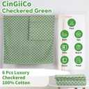 CinGiiCo Checkered Bath Towels Set of 6 Large, 600GSM, 100% Cotton Shower Towels * 2 (55 * 28 in), Hand Towels * 4 (29 * 14 in),Towels for BathroomPoolHotel, Spa (Checkered Dark Green)