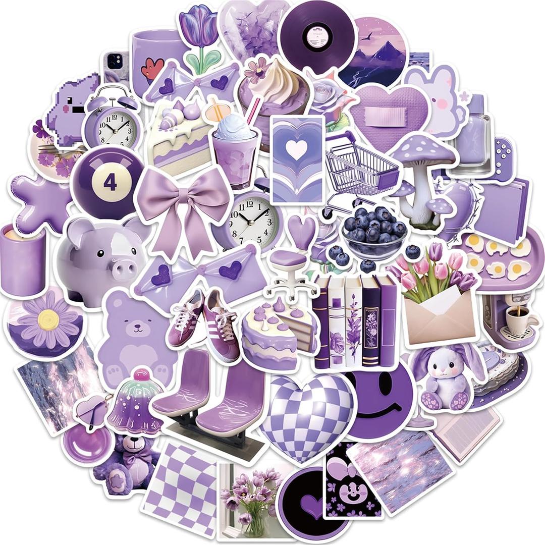 3 x 50PCS Aesthetic Purple Stickers for Water Bottle, Cute Aesthetic Stickers for Teens,Waterproof Vinyl Decals for Laptop Journal Scrapbooking Party Favors (Aesthetics P)