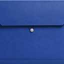 PU Leather A4 File Folder Document Holder 2 Pockets Portfolio Envelope Folder Case with Elastic String 3/4 Inch Expansion (Blue)