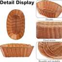 20 Pack Oval Poly Wicker Baskets 9.1 x 6 x 2.6 Inch Wicker Bread Baskets, Small Size Gift Baskets for Kitchen, Restaurant, Fruit Storage, and Food Display